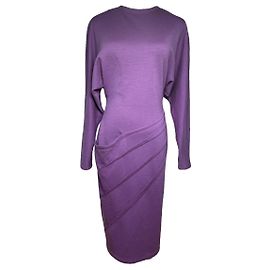 Gianni Versace Purple Wool Dresse Purple