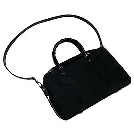 Sac à main en polyester noir Gucci Bamboo Bullet Noir