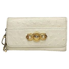 Borsa in struzzo bianca Gianni Versace Bianco