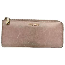 Cartera de Cuero Beige Miu Miu Beige