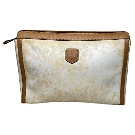 Céline Pochette en cuir blanc vintage Celine Triomphe Blanc