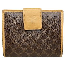 Céline Celine Triomphe Vintage Brown Leather Wallet Brown