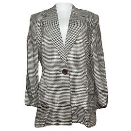 Dior Houndstooth Wool Coat Black and White Black