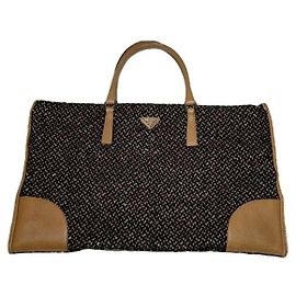 Prada Cleo Brown Wool Handbag Brown