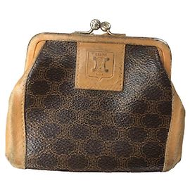 Céline Celine Triomphe Brown Leather Wallet Brown