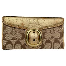 Carteira de couro dourado Coach Dourado