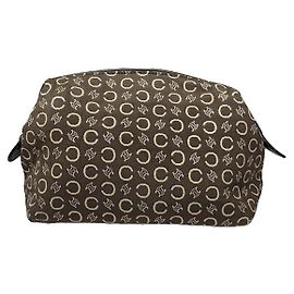 Céline Celine Trotteur braune Baumwoll-Clutch Braun