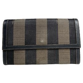 Fendi Baguette Clutch aus schwarzem Leder Schwarz