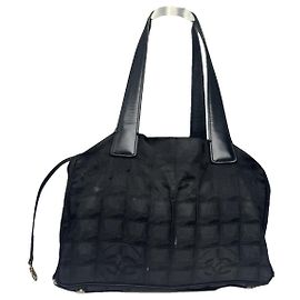 Sac à main en coton noir Chanel Noir