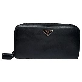Cartera de cuero negro Prada Tessuto Negro