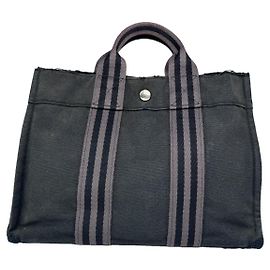 Bolso de mano de algodón negro de Hermès Negro
