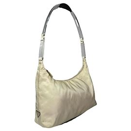 Sac à main en polyester beige Prada Cleo Beige
