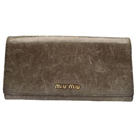 Miu Miu Grey Leather Wallet Grey