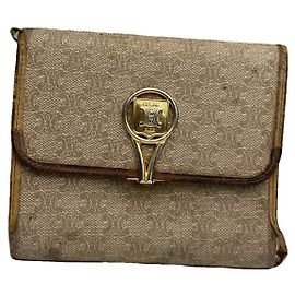 Céline Celine Triomphe Beige Leather Wallet Beige
