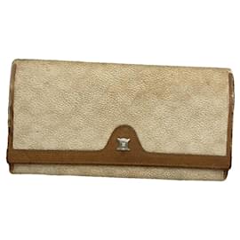 Céline Celine Triomphe Beige Leather Wallet Beige