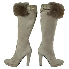 Gucci Silver Leather Boot Silvery
