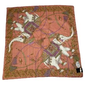 Autre Marque Non Signé / Unsigned Other Silk Scarf Orange