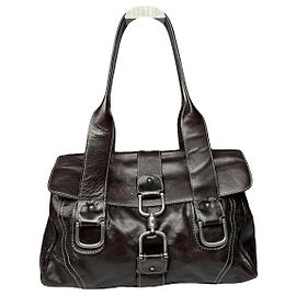 Autre Marque Non Signé / Unsigned Brown Leather Handbag Brown