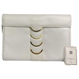 Givenchy Bow Cut White Leather Clutch Bag White