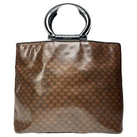 Céline Celine Ring Brown Patent Leather Handbag Brown