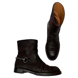 Botte en cuir noir Gucci Noir
