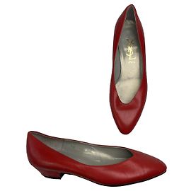 Yves Saint Laurent Red Leather Ballet Flat Red