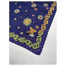 Céline-CELINE Silk handkerchief T.  Silk-Navy blue