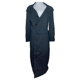 Schwarzer Baumwoll-Trenchcoat von Jean Paul Gaultier Schwarz