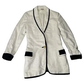 Gianni Versace White Wool Coat White