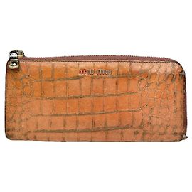 Miu Miu Orange Leather Wallet Orange