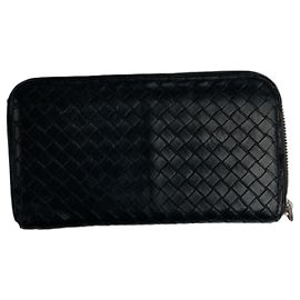 Bottega Veneta Intrecciato Black Leather Wallet Black