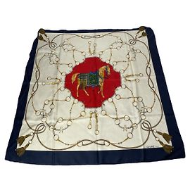 Céline Celine White Silk Scarf White