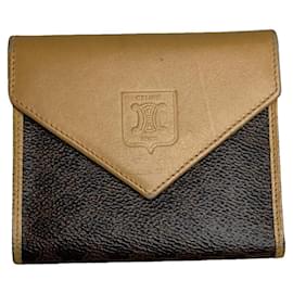 Céline Celine Triomphe Brown Leather Wallet Brown