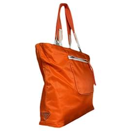 Prada Bibliothèque Orange Polyester Handbag Orange