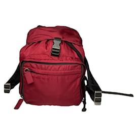 Prada Red Polyester Backpack Red