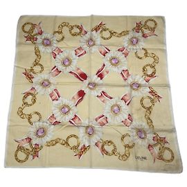 Céline Celine Beige Silk Scarf Beige