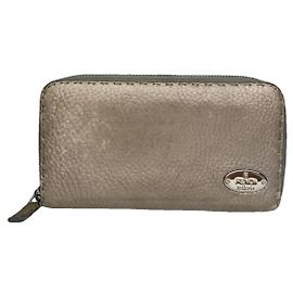 Cartera de cuero plateada Fendi Plata