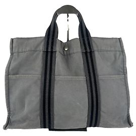 Hermès Silver Cotton Handbag Silvery
