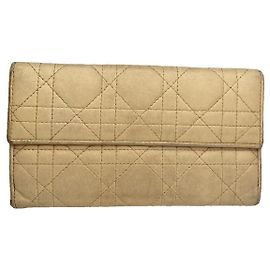 Billetera de algodón beige Dior Diorama Beige