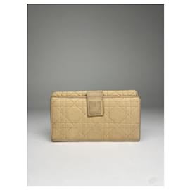 Dior-Dior Diorama Beige Cotton Wallet-Beige