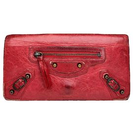 Rote Lederbörse von Balenciaga Rot