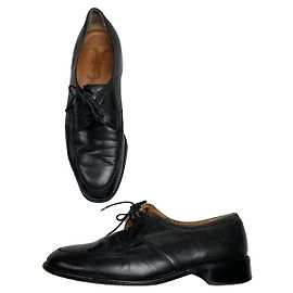 Yves Saint Laurent Preto Couro Com Cadarço Preto