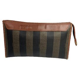 Fendi Baguette Black Leather Clutch Bag Black