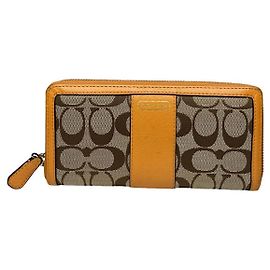 Coach Cartable mini sierra Orange Leather Wallet Orange
