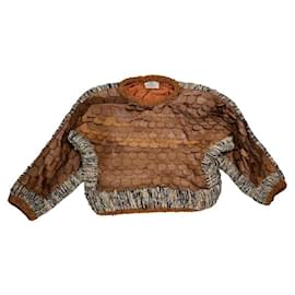 Braune Lederstrickwaren von Emilio Pucci Braun