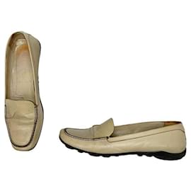 Prada Monolith Beige Leather Flat Beige