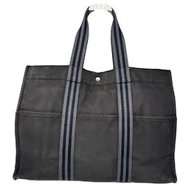Bolsa de viaje de algodón negro Hermès Negro