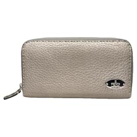 Fendi Silver Leather Wallet Silvery