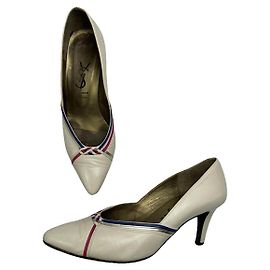 Yves Saint Laurent White Leather Heel White