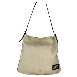 Fendi Baguette Beiger Baumwollhandtasche Beige